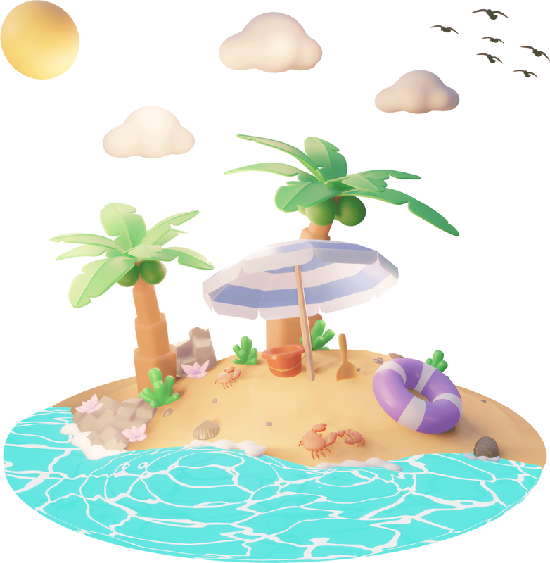 Island with palm trees illustration