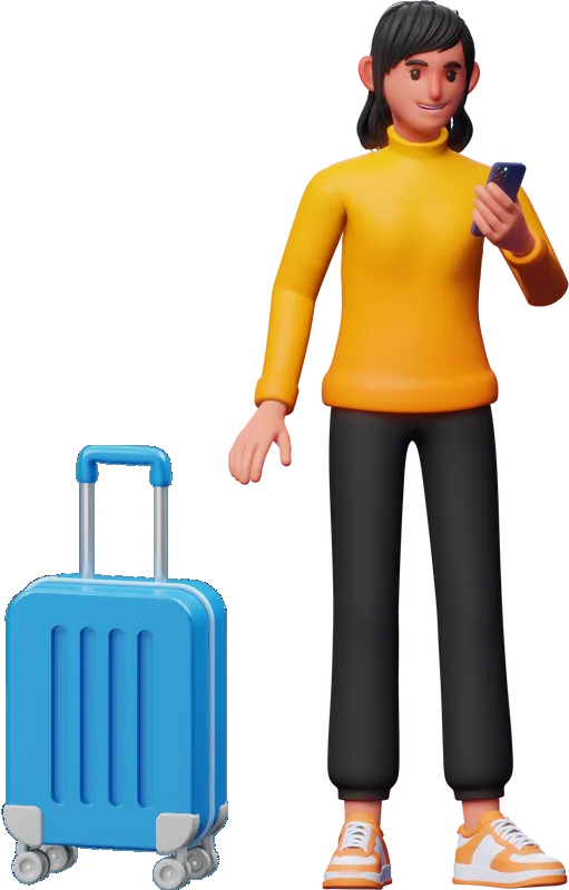 Character with suitcase